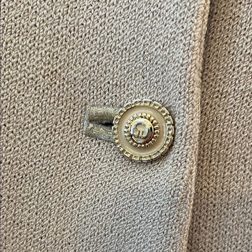 St. John Beige Knit Blazer with Teal Trim - Picture 3 of 3